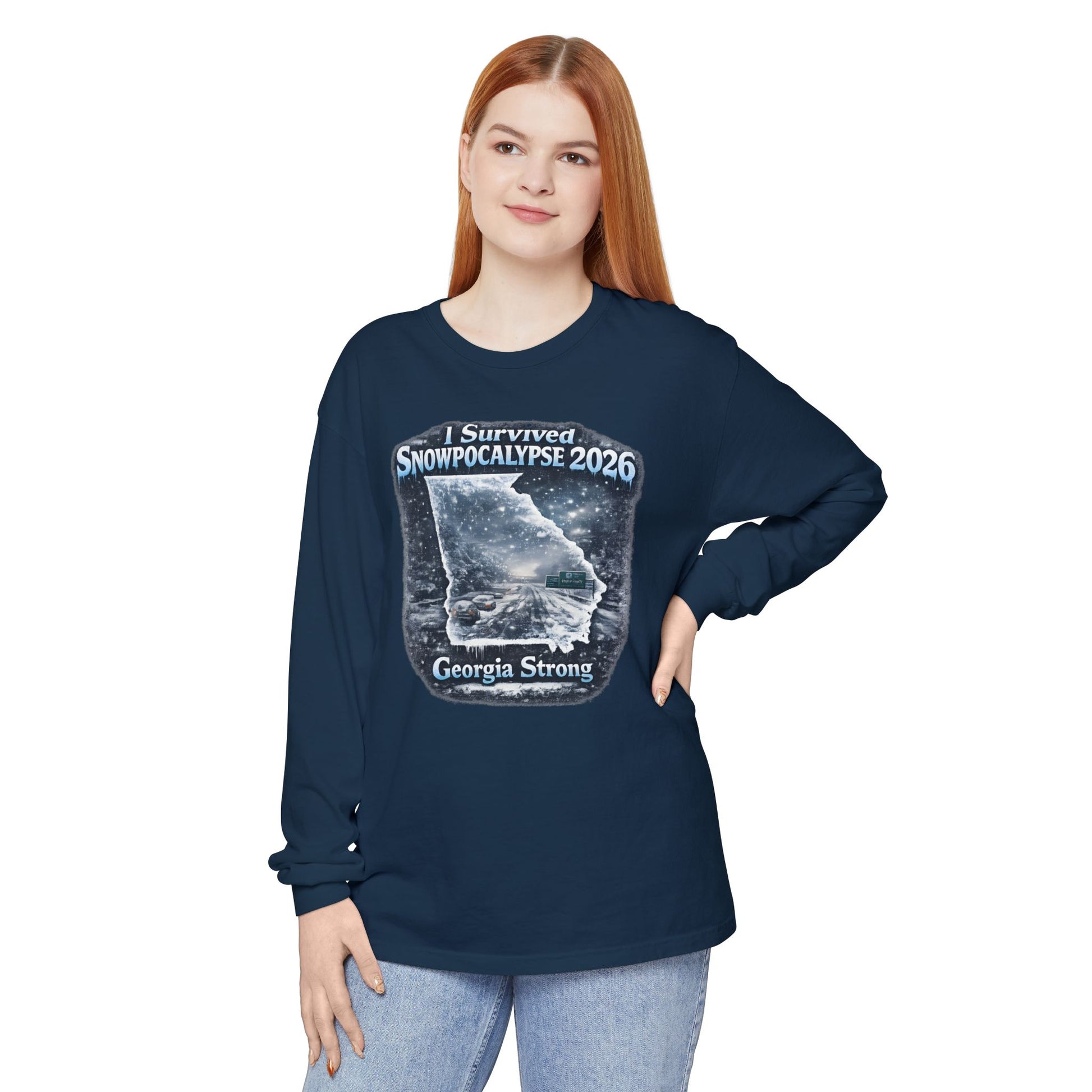 Snow Day Survivor-Bootleg T-Shirt -Unisex Long Sleeve (Georgia Strong)
