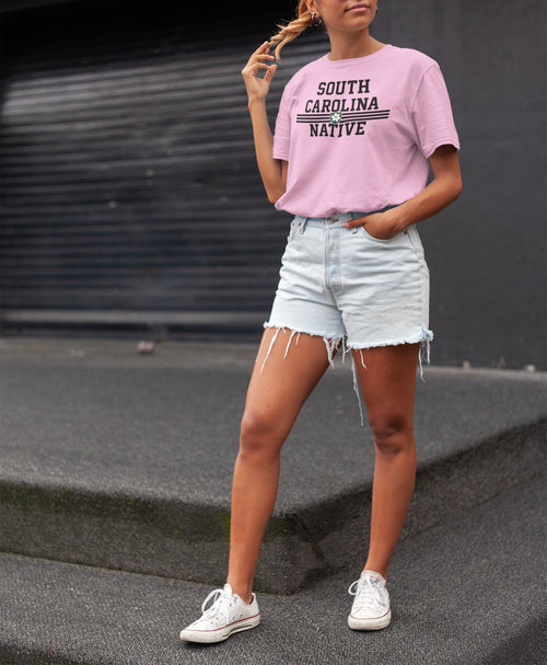 Adult SC Native Tee w/stripes -Magnolia